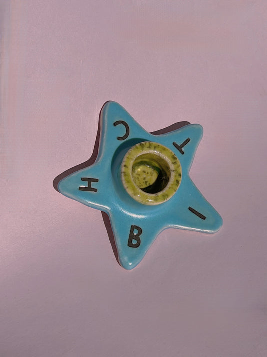 Bitch Blue/Green Candle Holder