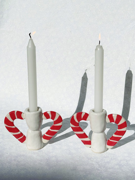 Candy Cane Candlestick Holder